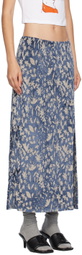Anna Sui Blue Bluebell Slit Maxi Skirt
