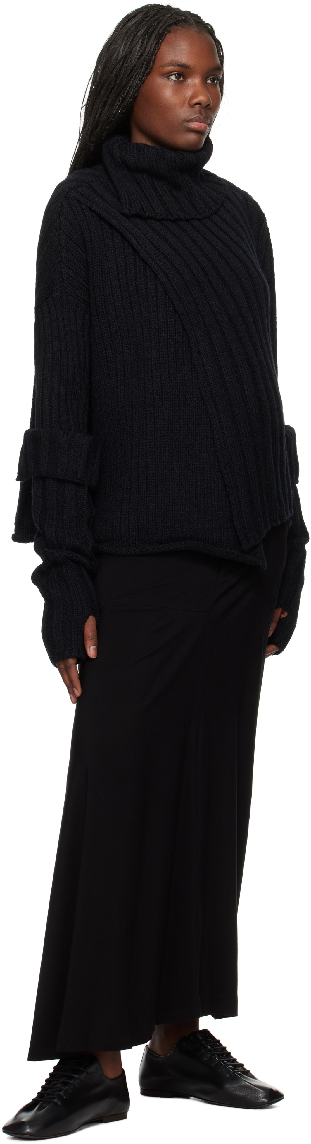 Y's Black U-Left S Cloth Pkt Maxi Skirt
