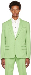 Bottega Veneta Green Plain-Woven Blazer