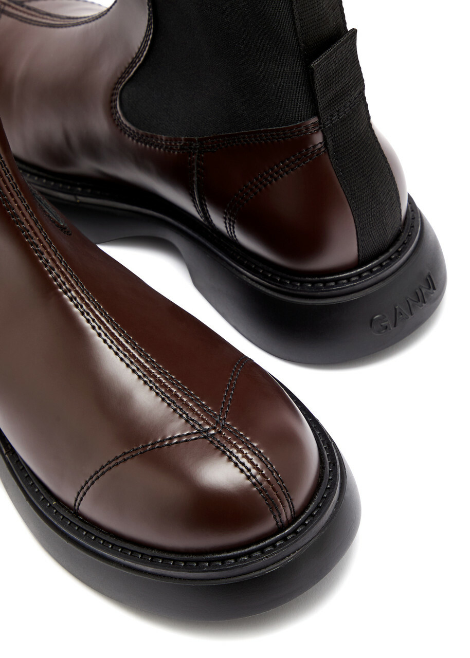 Ganni Faux Leather Chelsea Boots Brown GANNI