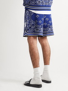 AMIRI - Bandana-Jacquard Cotton and Cashmere-Blend Drawstring Shorts - Blue