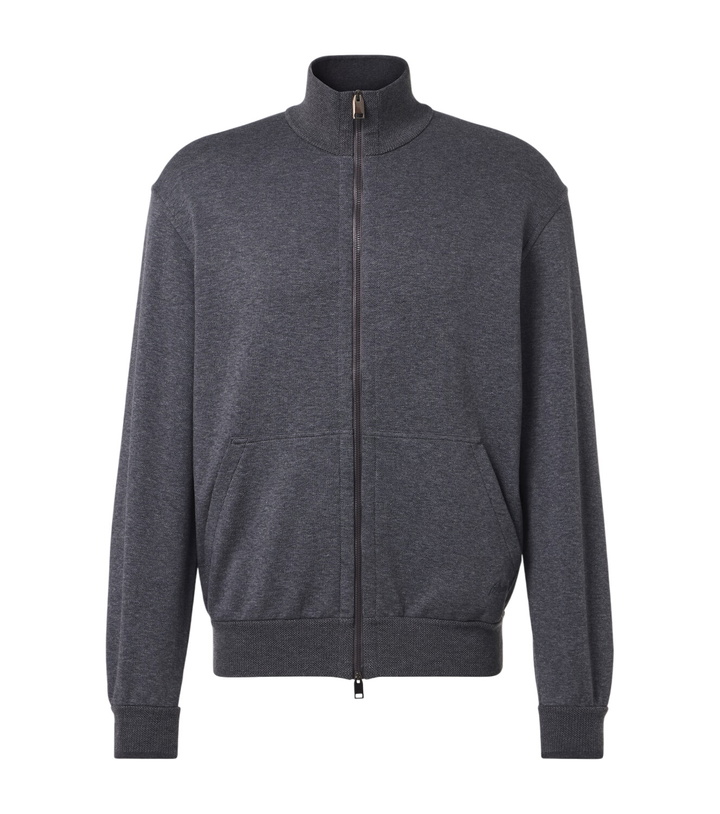 Photo: Brioni Cotton-blend zip-up sweatshirt