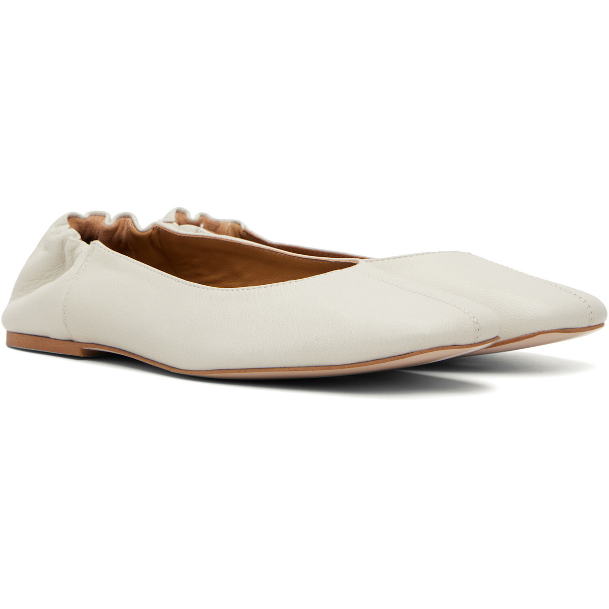 A.P.C. White Smooth Leather Ballerina Flats