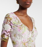 Monique Lhuillier Belted lace midi dress