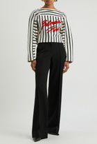 Balmain Logo-print Striped Cotton top Cream