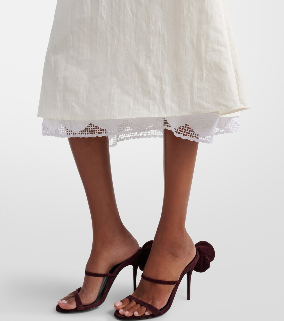 Magda Butrym Lace-trimmed silk-blend midi skirt