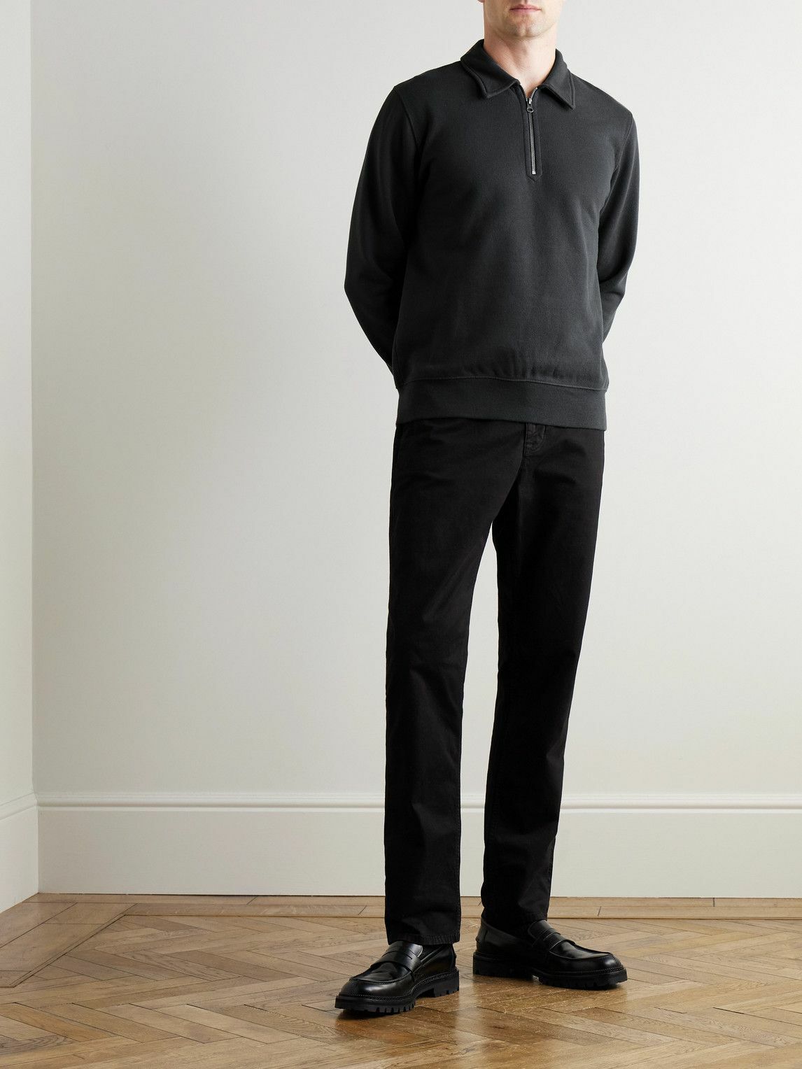 Hartford - Cotton-Blend Jersey Half-Zip Sweatshirt - Gray