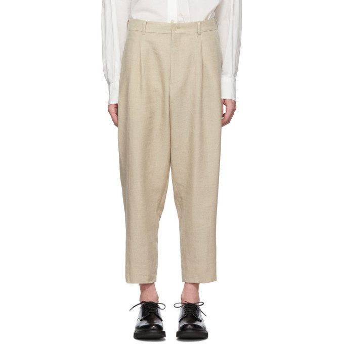 Photo: Comme des Garcons Homme Deux Beige Linen Trousers