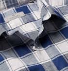 Canali - Checked Cotton and Linen-Blend Shirt - Men - Navy