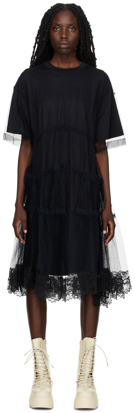 Simone Rocha Black Tiered Tulle Overlay Dress Simone Rocha