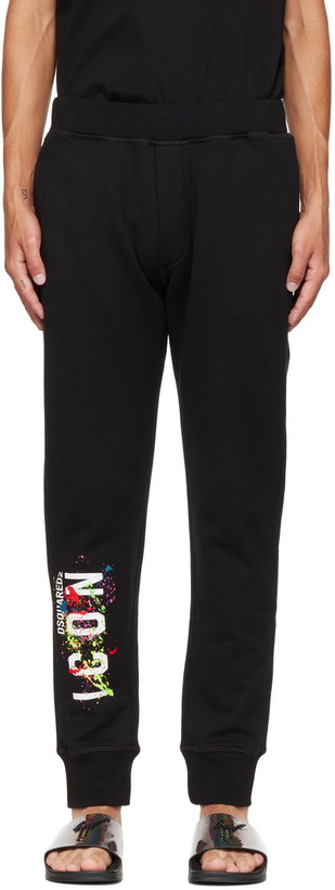 Photo: Dsquared2 Black V-Icon Lounge Pants