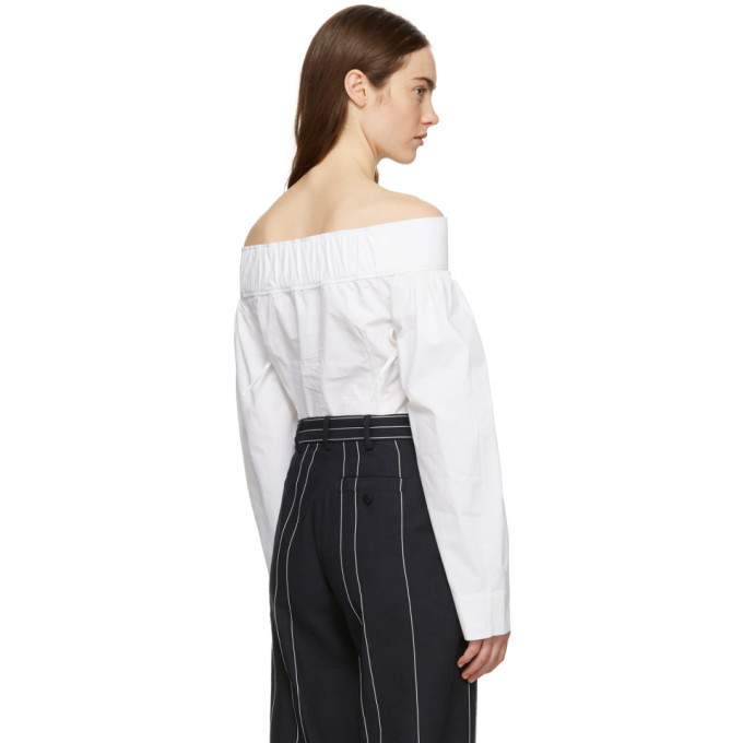 Cedric Charlier Off-White Off-the-Shoulder Blouse