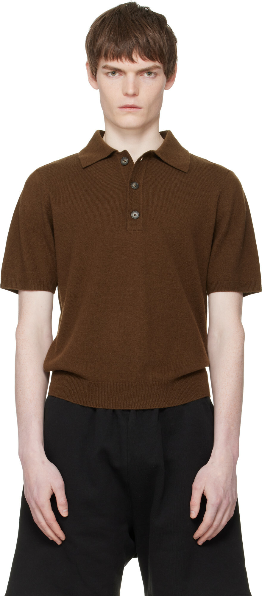 Entire Studios Brown Short Sleeve Knit Polo