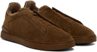 ZEGNA Brown Triple Stitch Sneakers