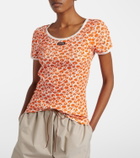 Miu Miu Lace-trimmed printed cotton T-shirt