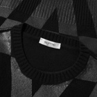 Valentino Men's Optical Intarsia Crew Knit in Black