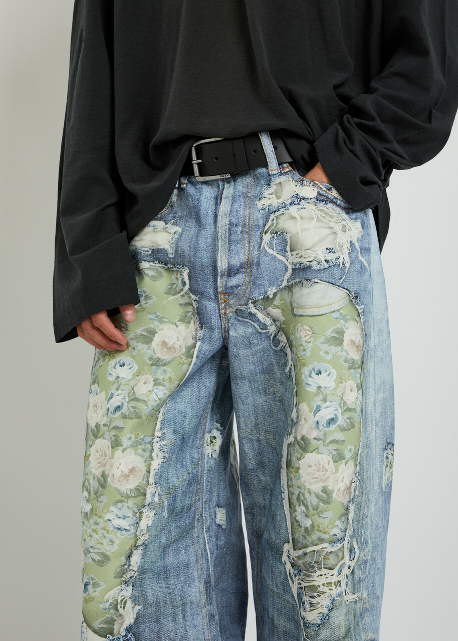 Acne Studios Printed Wide-leg Jeans Blue Denim Other
