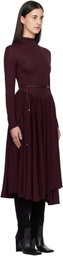 ALAÏA Burgundy Fit & Flare Maxi Dress