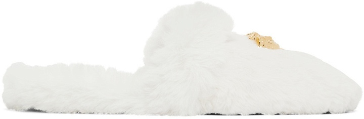 Photo: Versace White Faux-Fur Palazzo Slippers