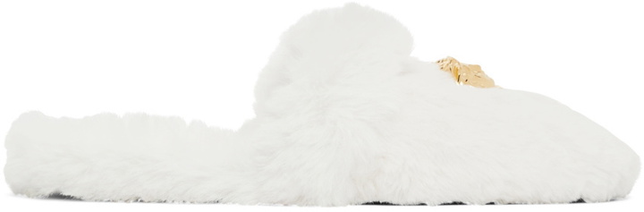 Photo: Versace White Faux-Fur Palazzo Slippers