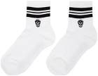 Alexander McQueen White & Black Stripe Skull Sport Socks