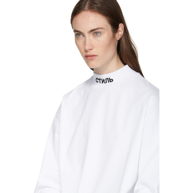 Heron Preston White Long Sleeve Mock Neck Style T-Shirt