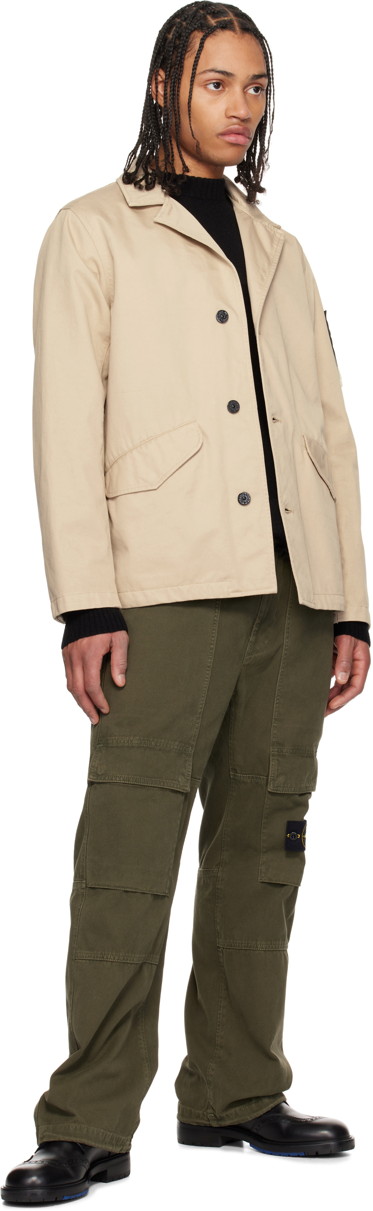 Stone Island Beige A100003 Raso Gommato 3L Blazer Stone Island
