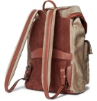 Brunello Cucinelli - Leather-Trimmed Suede Backpack - Neutrals