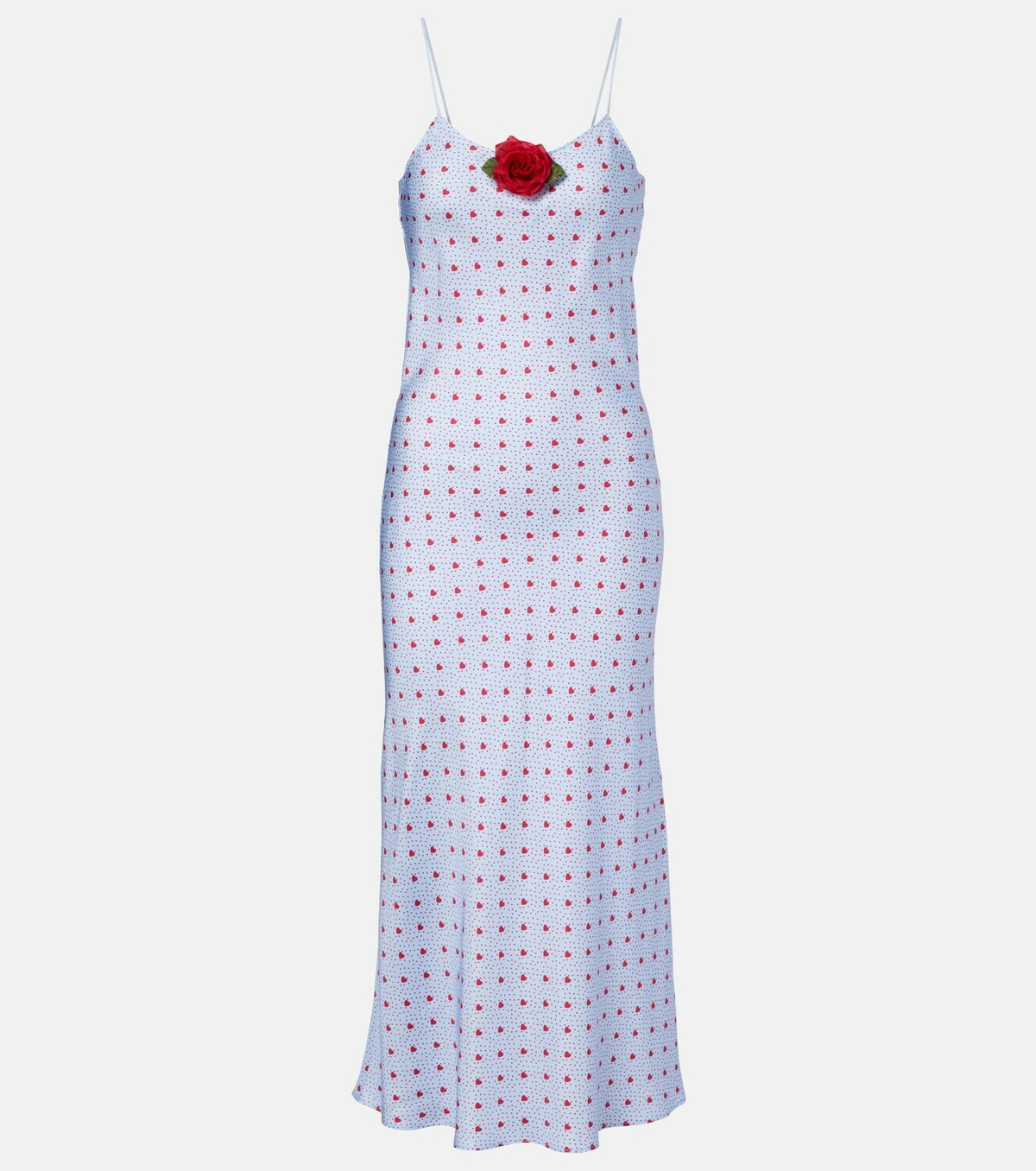 Rodarte Floral-appliqué printed silk slip dress