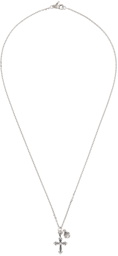 Emanuele Bicocchi Silver Pearl & Cross Pendant Necklace
