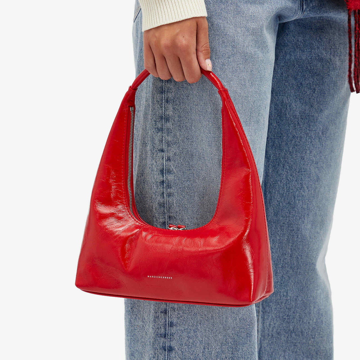 [Margesherwood ] / ☆ ZIPPER SMALL / apple red crinkle Marge Sherwood Red Zipper Small Bag In Apple Red Crinkle