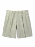 Lardini - Aramis Straight-Leg Pleated Linen-Twill Bermuda Shorts - Green
