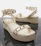 Valentino Garavani Rockstud Torchon leather espadrille wedges