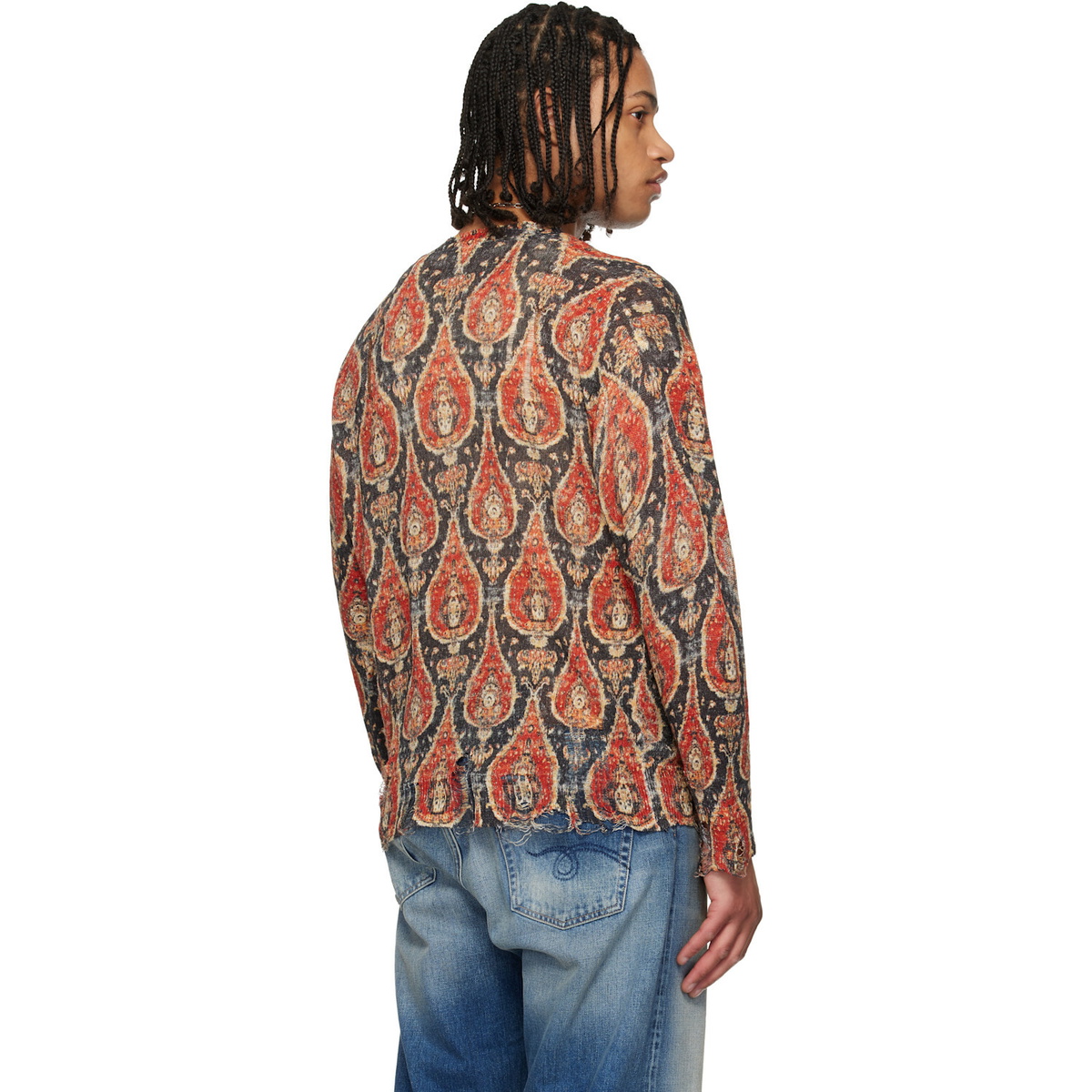 R13 Black & Orange Printed Boyfriend Cardigan