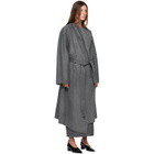 R2W Gray Porin Draped Button Wool Cash Coat