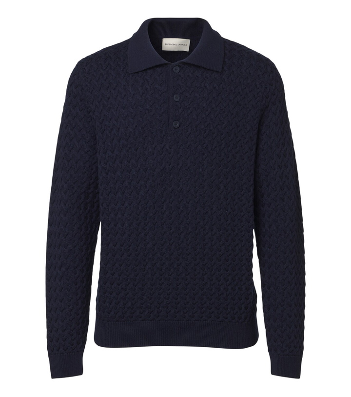 Photo: Frescobol Carioca Murilo cable-knit wool polo sweater