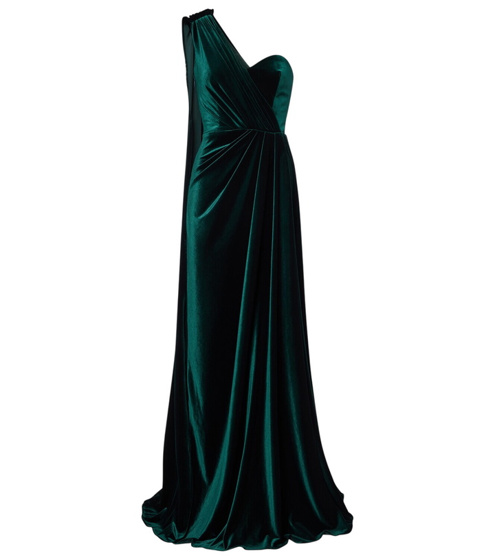 Photo: Monique Lhuillier One-shoulder velvet gown