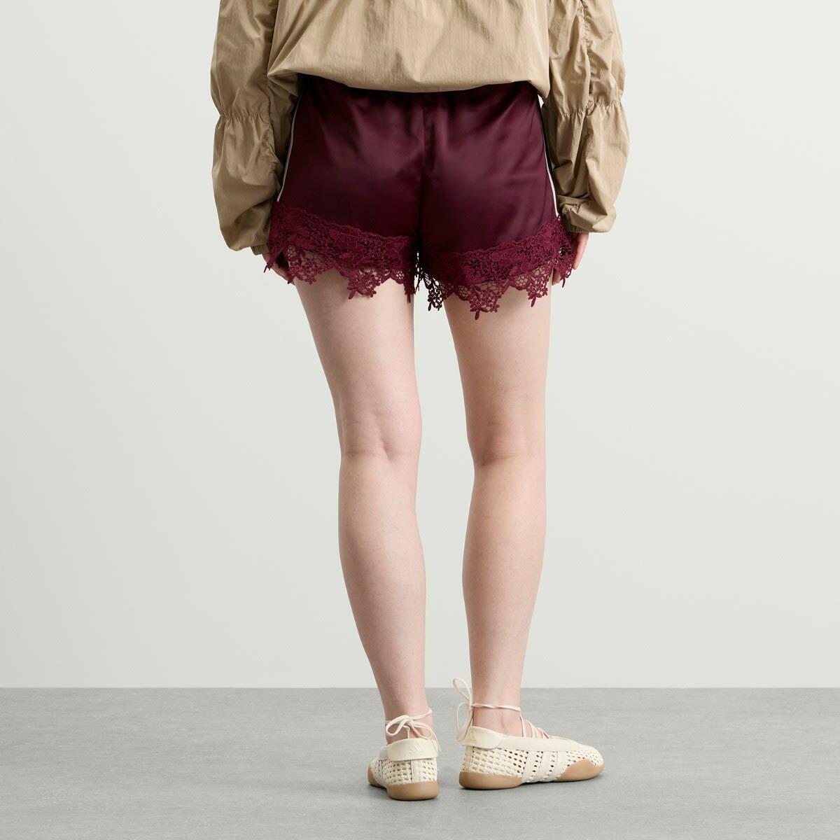 Adidas Women's Firebird Satin Lace Track Short in Maroon