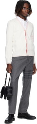 Thom Browne White Cotton 4-Bar Milano Classic V-Neck Cardigan