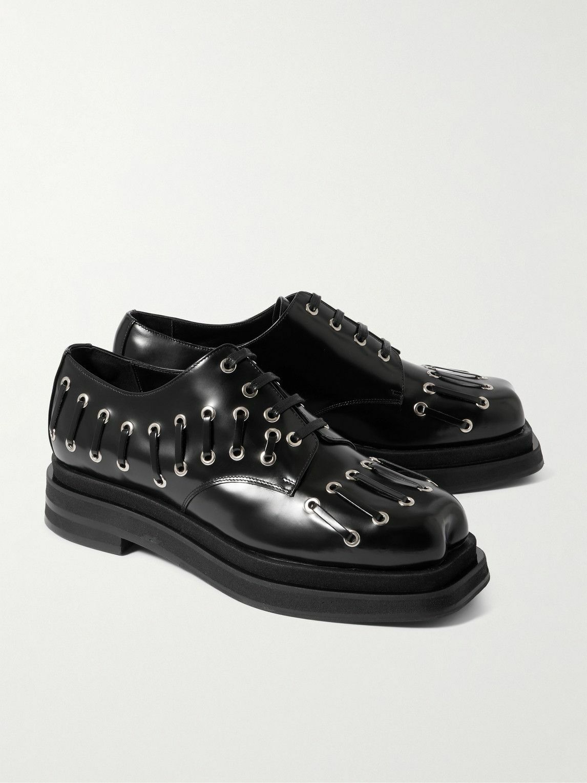 Simone Rocha - Eyelet-Embellished Glossed-Leather Brogues
