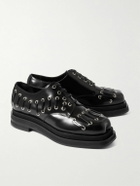 Simone Rocha - Eyelet-Embellished Glossed-Leather Brogues - Black