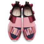 Emilio Pucci Pink and Navy Metallic Ruffle Sneakers