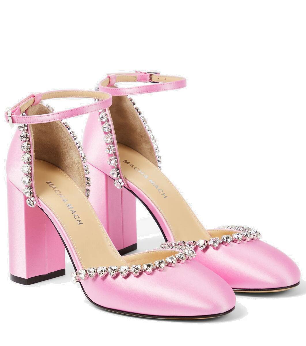 Mach & Mach Audrey crystal-embellished satin pumps MACH & MACH