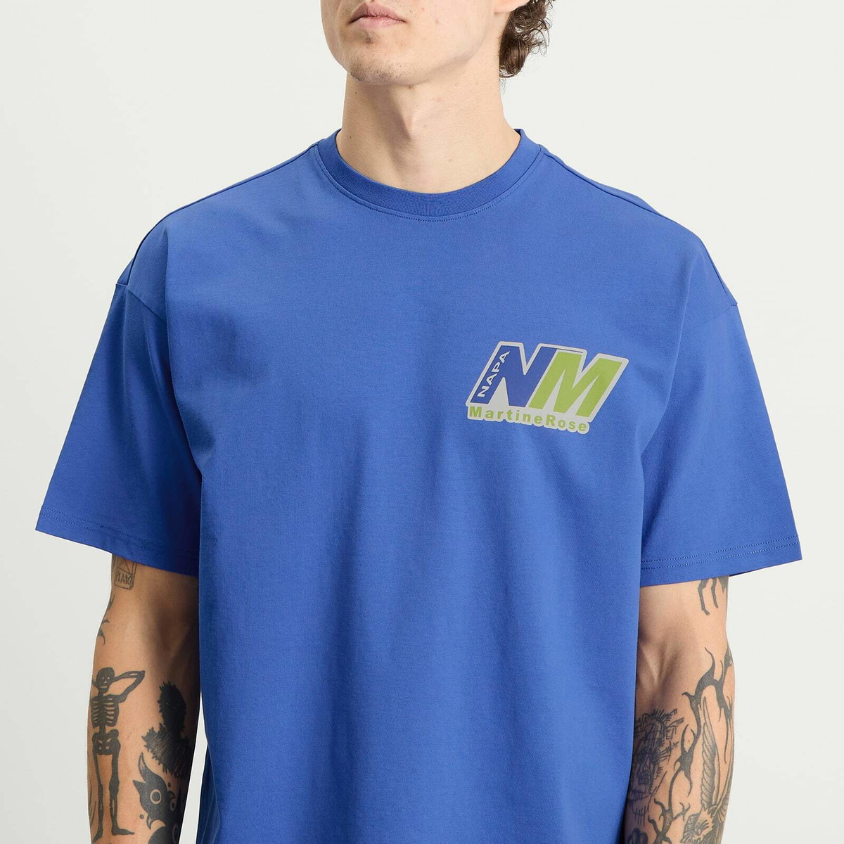 Napapijri Men's x Martine Rose Logo T-Shirt in Blue Dazzling