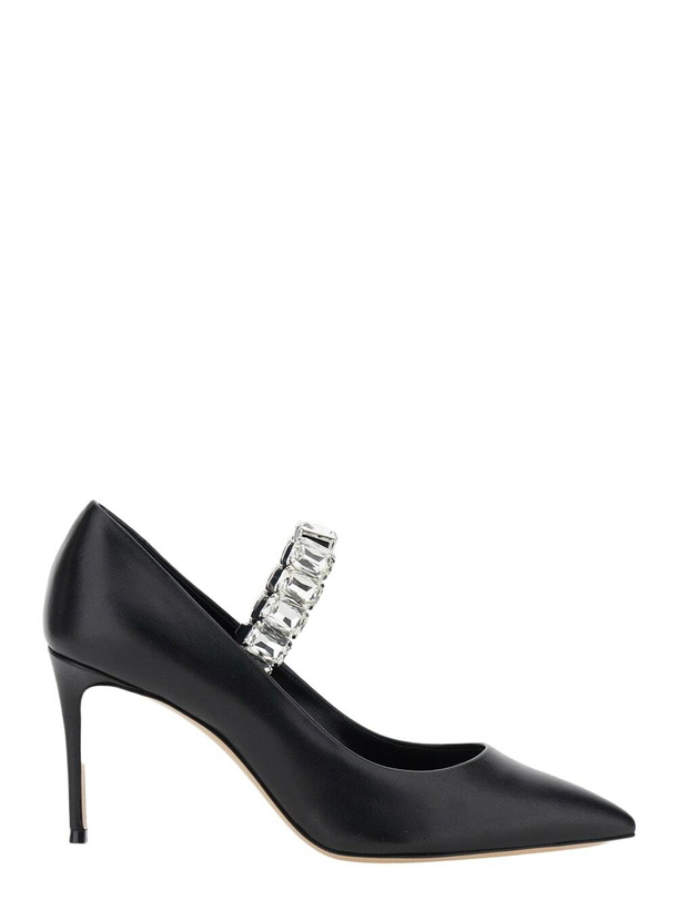 Photo: Casadei Black Pumps With Crystal Embellished Strap And High Stiletto Heel In Leather Woman