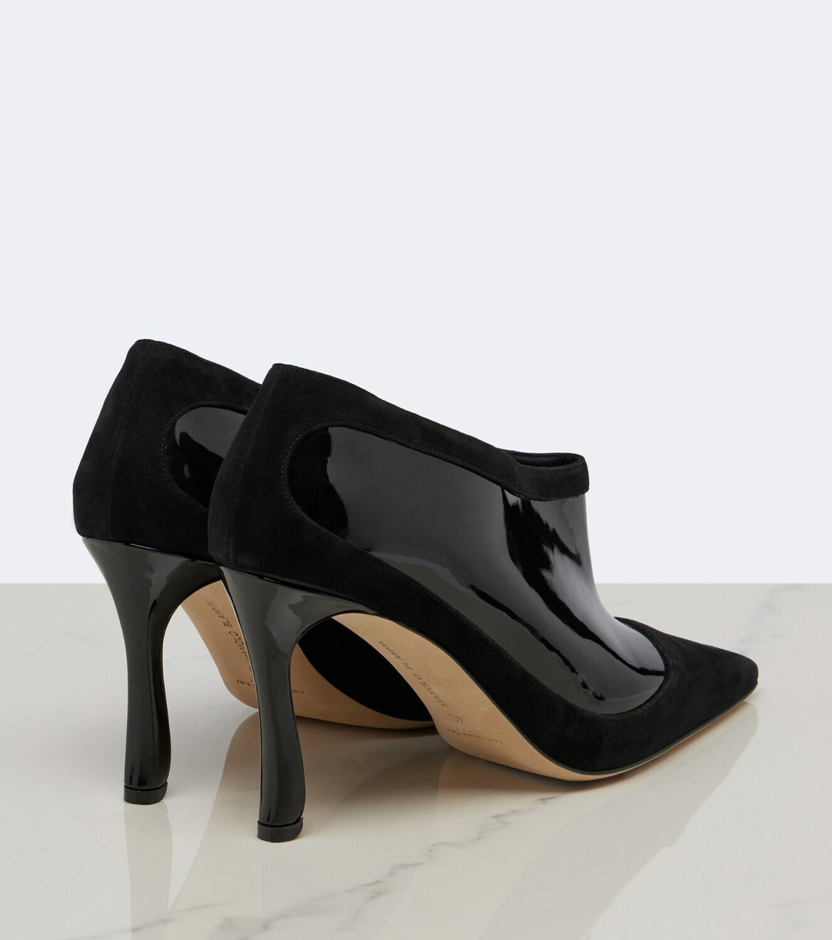 Manolo Blahnik Ters suede and patent leather pumps