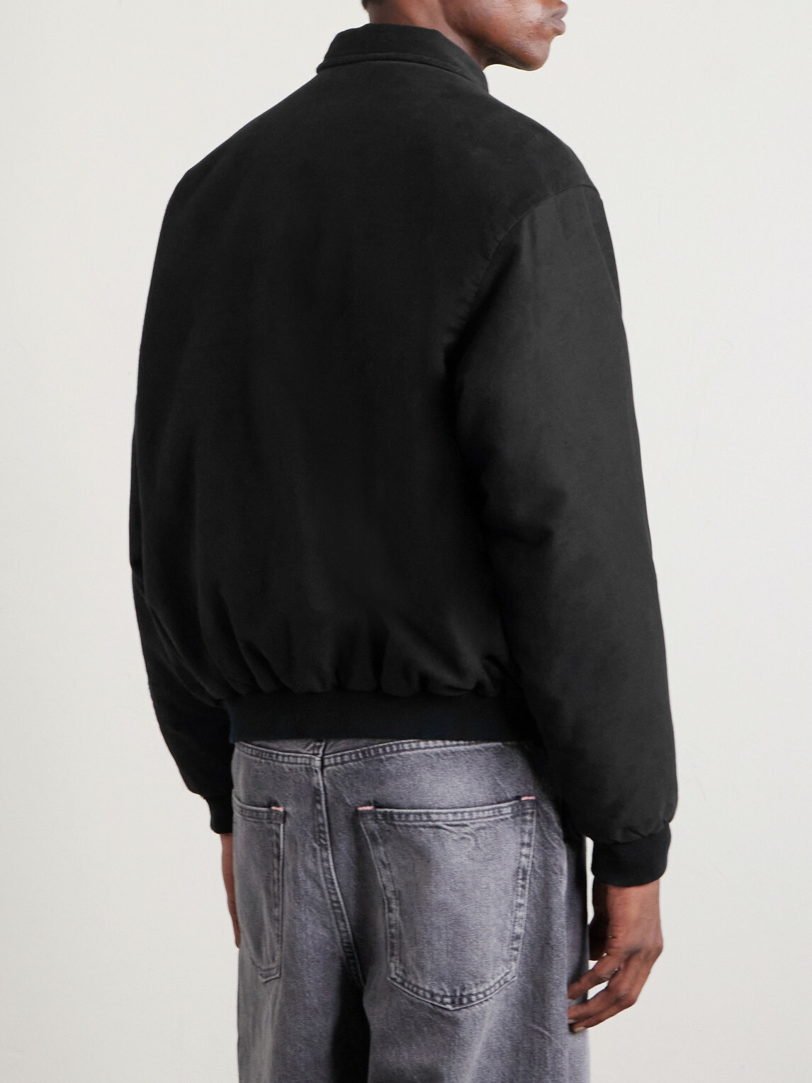 A.PRESSE - Cotton and Silk-Blend Moleskin Bomber Jacket - Black A