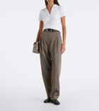 Vince Ribbed-knit cotton-blend polo shirt