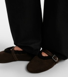 Alaïa Shearling-lined suede Mary Jane flats