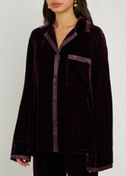 Forte_forte Satin-trim Velvet Shirt Burgundy